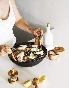 Olive Wood Flat Salad Serving Forks - Pair